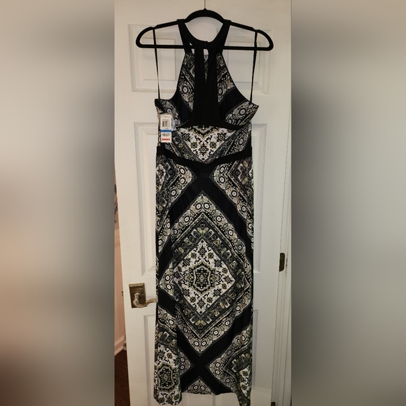 INC NWT full length halter dress with geometric pattern - Picture 2 of 9